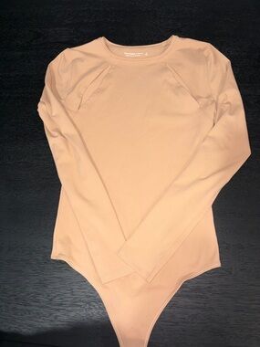 Abercrombie & Fitch Long-Sleeve Crew Bodysuit in Nude Blush